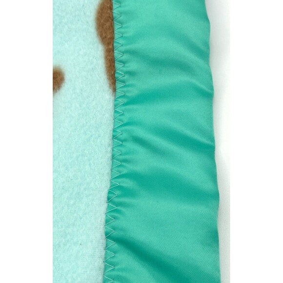 Teddy Bear Plush Large Lovey Soft Fleece Security Blanket Satin Trimmed Teal - Picture 9 of 16